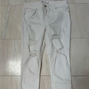 RSQ Baja Ankle white denim jeans distressed size 5